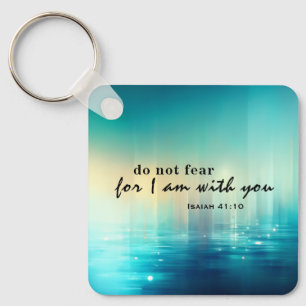 Isaiah 41:10 Do Not Fear Bible Verse Blue Abstract Key Ring