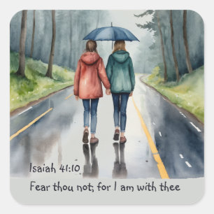 Isaiah 41:10 Fear Not for I am With Thee Square Sticker
