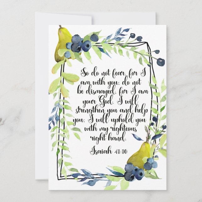 Isaiah 41:10, Fear Not, For I Am With You, Bible (Front)
