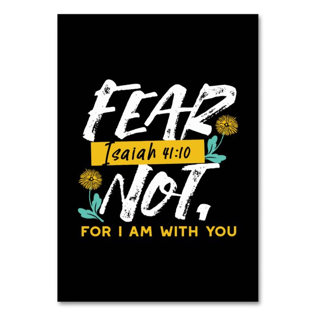 Isaiah 41:10 - Fear Not Inspirational Bible Verse  Table Number (Front)
