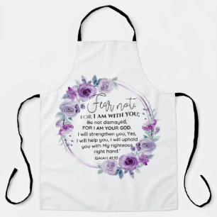 Isaiah 41:10 Fear not Purple Floral Scripture Apron