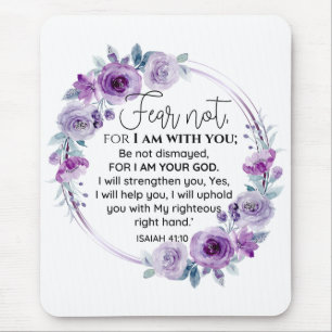 Isaiah 41:10 Fear not Purple Floral Scripture Mouse Mat