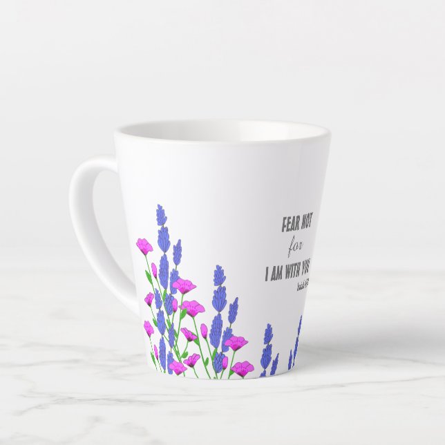 Isaiah 41:10 Religious Christian Floral Verse Latte Mug (Left Angle)
