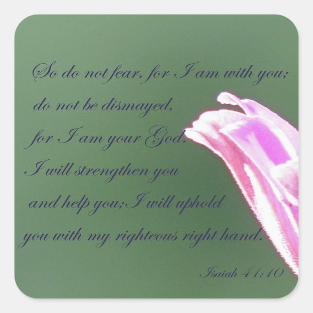 Isaiah 41:10 square sticker (Front)