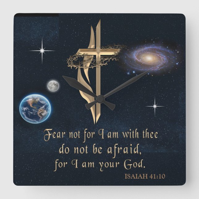 ISAIAH 41:10 SQUARE WALL CLOCK (Front)