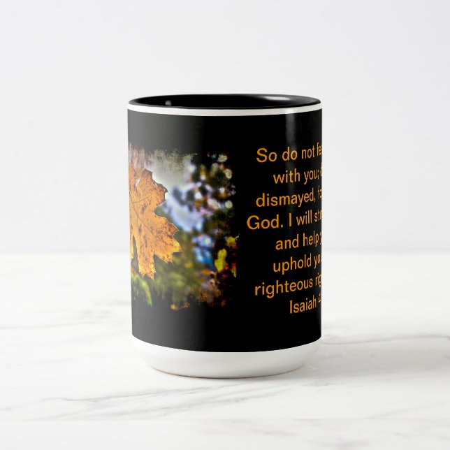 Isaiah 41:10 Two-Tone coffee mug (Center)