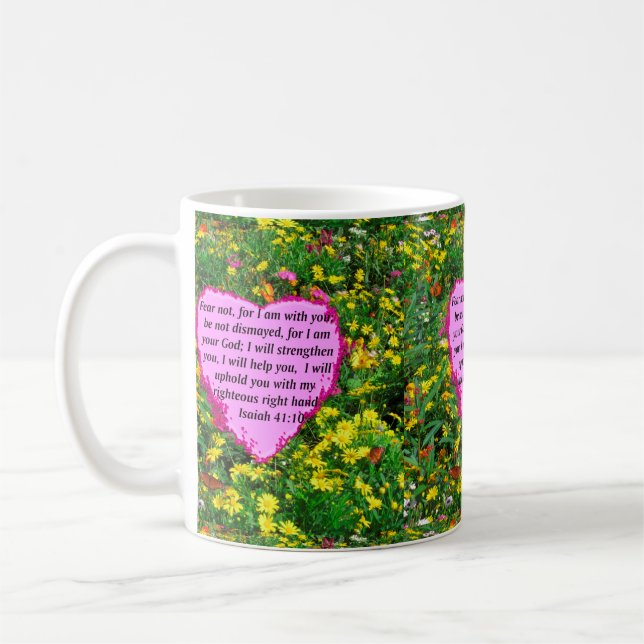 ISAIAH 41:10 WILDFLOWER PHOTO DESIGN COFFEE MUG (Left)