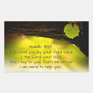 Isaiah 41:13  I hold you by your right hand— Bible Rectangular Sticker