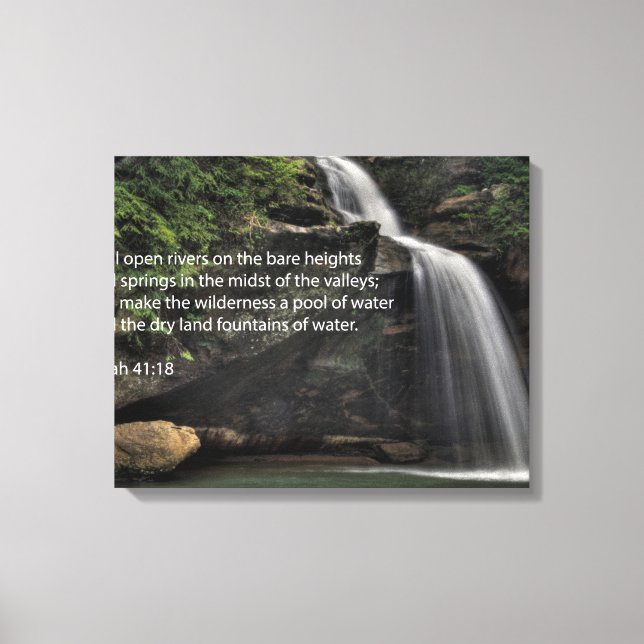Isaiah 41:18 Waterfall Canvas Print (Front)