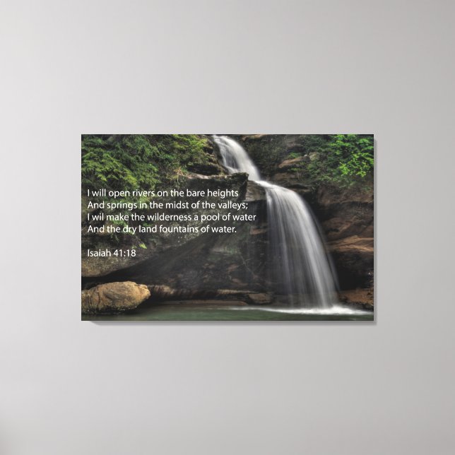 Isaiah 41:18 Waterfall Canvas Print (Front)