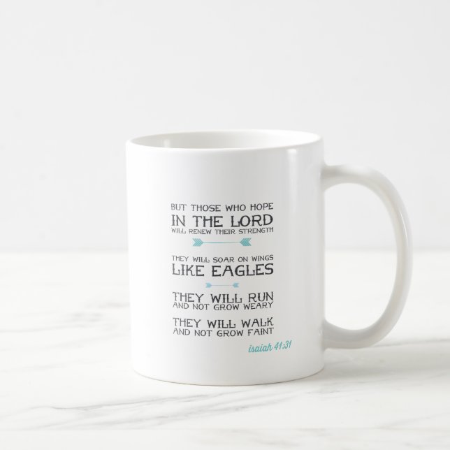 Isaiah 41:31 | Inspirational Bible Verse | Blue Coffee Mug (Right)