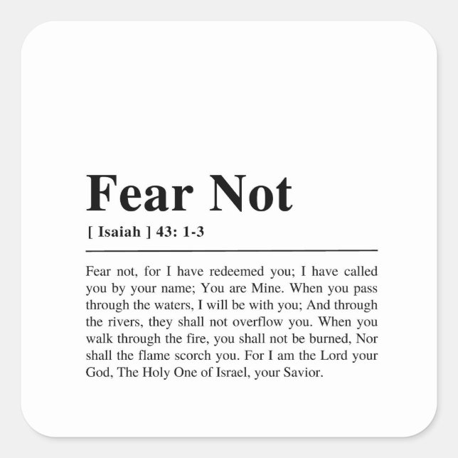 Isaiah 43:1-3 Fear Not Square Sticker (Front)