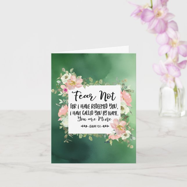 Isaiah 43:1 Fear Not For I Have Redeemed You Bible Card (Orchid)