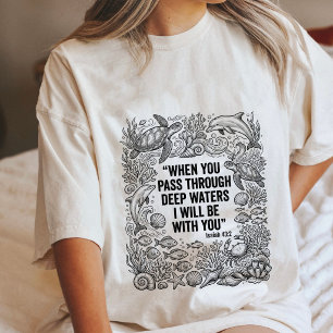 Isaiah 43:2 Deep Waters Christian Ocean Quote Tri-Blend Shirt
