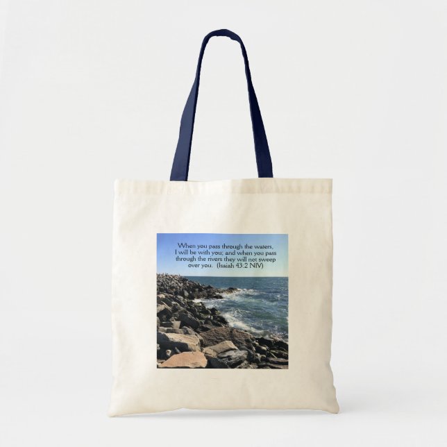 Isaiah 43:2 I Will Be With You Photo of Ocean  Tote Bag (Front)