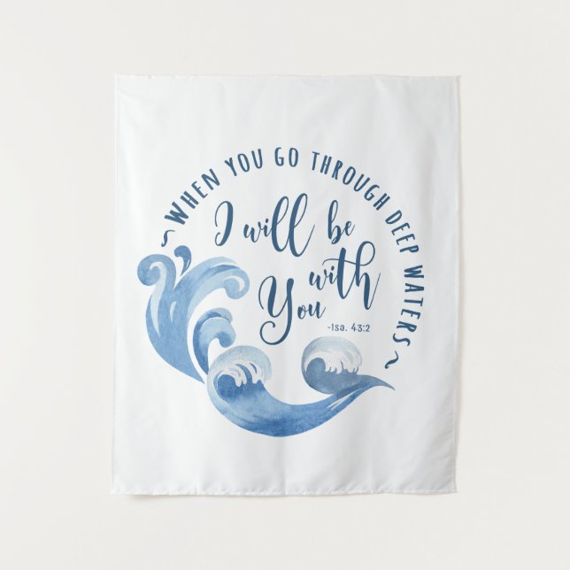 Isaiah 43:2 Ocean Waves Tapestry (Front)