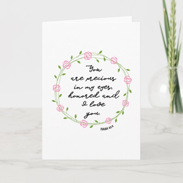 Isaiah 43:4 Precious in My Eyes Bible Verse Wreath Card (Front)