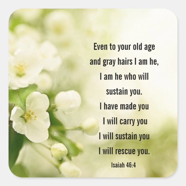Isaiah 46:4 I am He who will sustain you Square Sticker (Front)