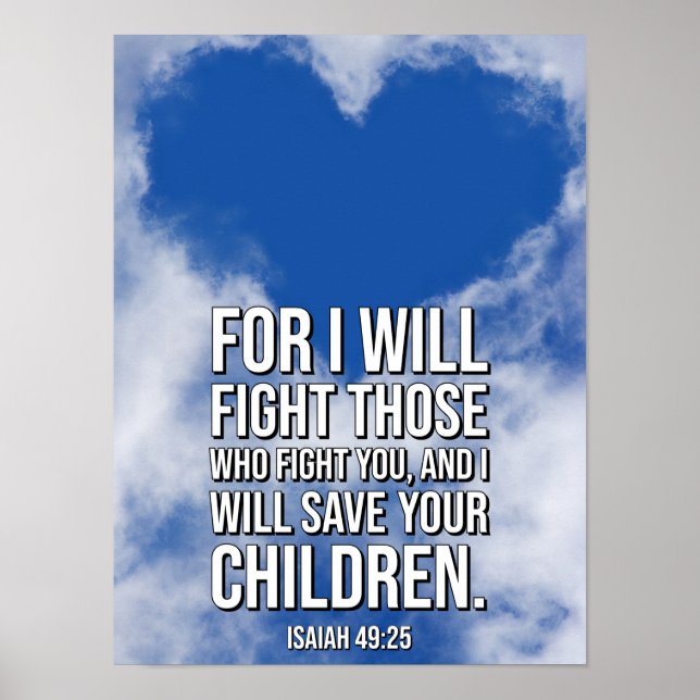 Isaiah 49:25 Bible Verse Poster (Front)