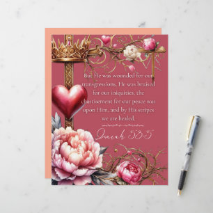 Isaiah 53:5 Healing Scripture Card   Watercolor