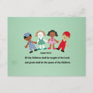 Isaiah 54:13 And all thy Children shall be taught Postcard