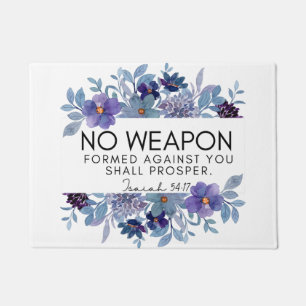 Isaiah 54:17 No Weapon Christian Scripture Floral Doormat