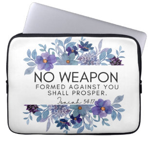 Isaiah 54:17 No Weapon Christian Scripture Floral Laptop Sleeve