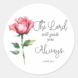 Isaiah 58:11 Flower Graduation Bible Verse Classic Round Sticker