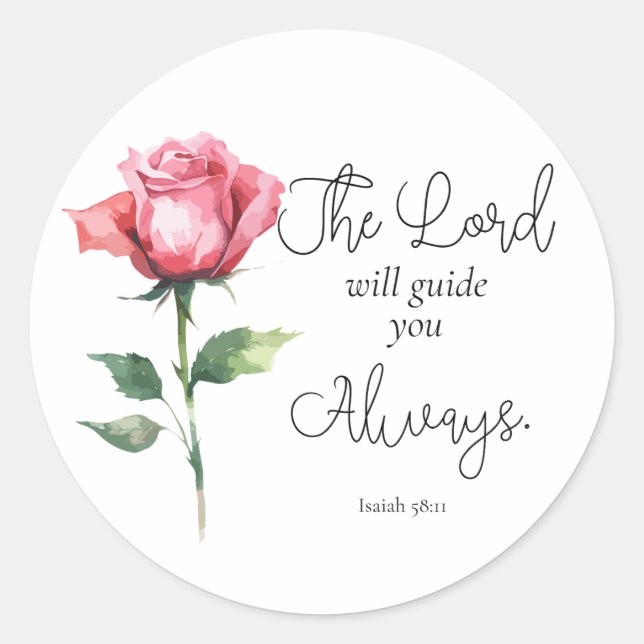 Isaiah 58:11 Flower Graduation Bible Verse Classic Round Sticker (Front)