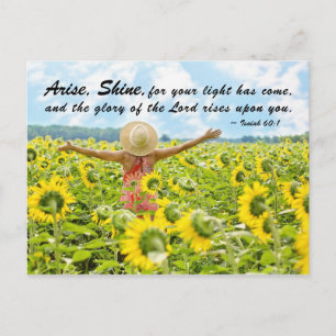Isaiah 60:1-2 Arise Shine for your light has come Postcard