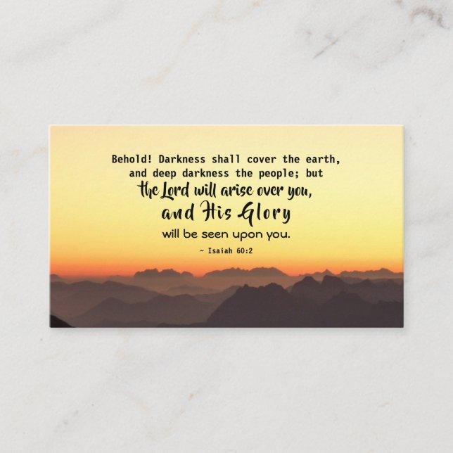 Isaiah 60:2 Darkness shall cover the Earth Bible Business Card (Front)