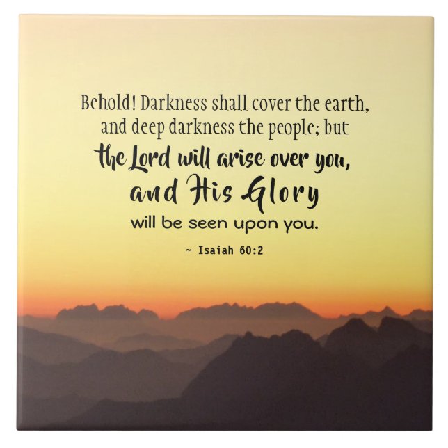 Isaiah 60:2 Darkness shall cover the Earth Bible Tile (Front)