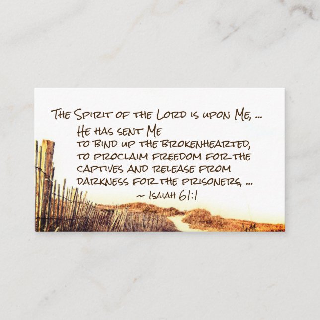 Isaiah 61:1 The Spirit of the Lord is upon Me Business Card (Front)