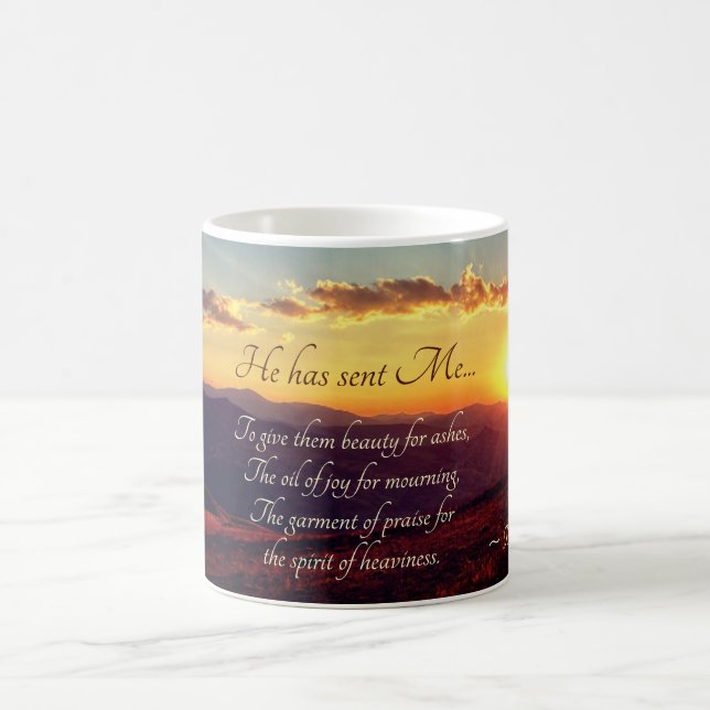 Isaiah 61:3 Beauty for Ashes, Bible Verse Coffee Mug (Center)