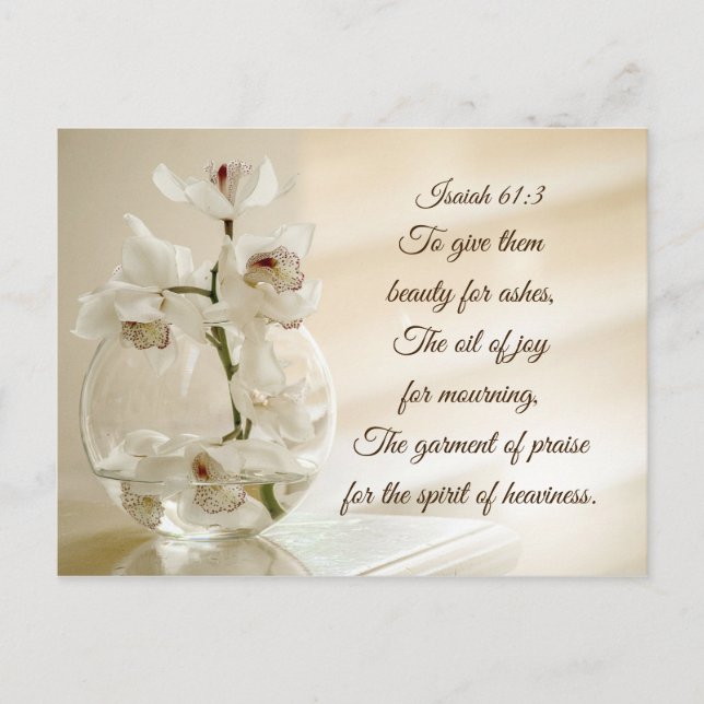 Isaiah 61:3 Beauty for Ashes, Bible Verse, Orchid Postcard (Front)