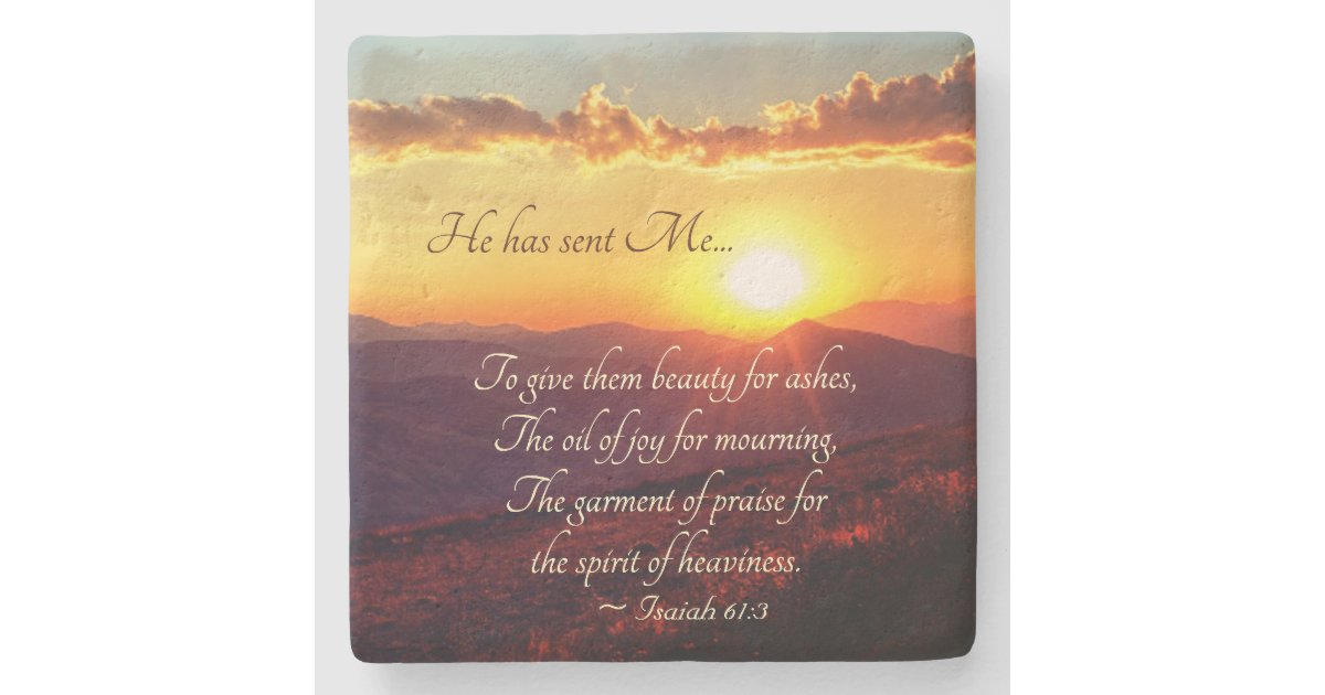 Isaiah 61:3 Beauty for Ashes, Bible Verse Stone Coaster ...