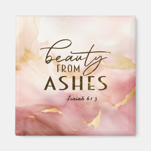 Isaiah 61 3 Beauty from Ashes Bible Verse Pink  Magnet