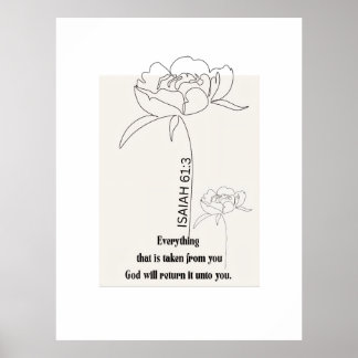 Isaiah 61:3 Floral Line Art Print – "God Restores"