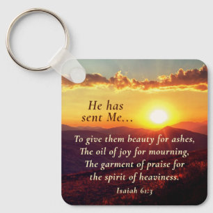 Isaiah 61"3 Oil of Joy for Mourning, Bible Verse Key Ring