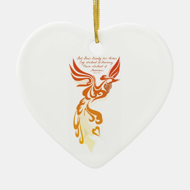 Isaiah 61 Ceramic Heart Ornament (Front)
