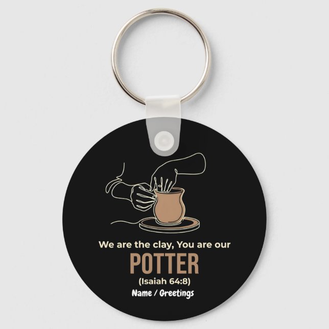 Isaiah 64:8 Potter and Clay Minimalist Line Art  Key Ring (Front)