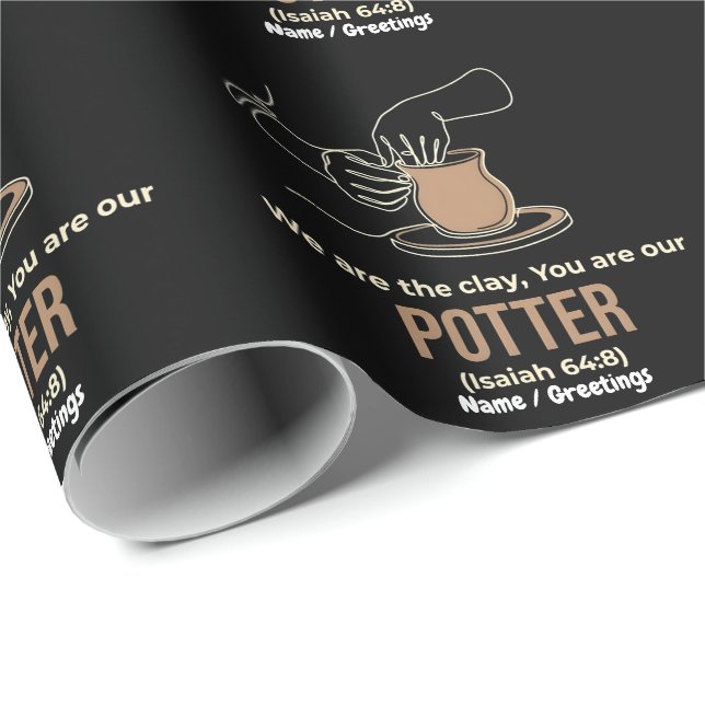 Isaiah 64:8 Potter and Clay Minimalist Line Art  Wrapping Paper (Roll Corner)