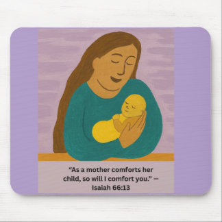 Isaiah 66:13 Comforting Mother and Baby Postcard Mouse Mat
