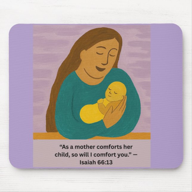 Isaiah 66:13 Comforting Mother and Baby Postcard Mouse Mat (Front)