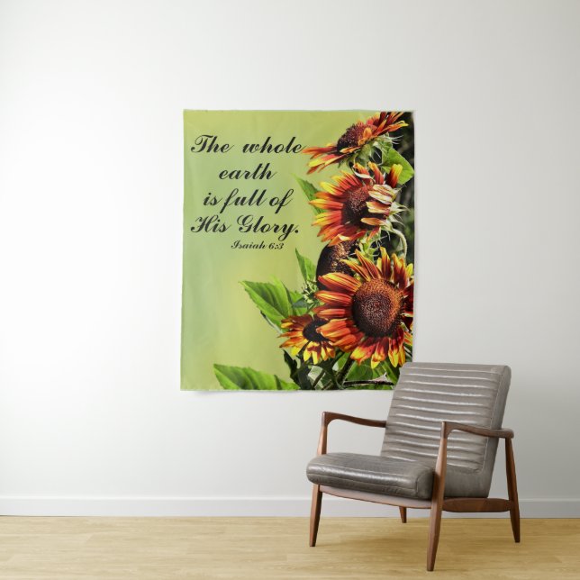 Isaiah 6:3 with Photograph of Sunflowers Tapestry (In Situ)