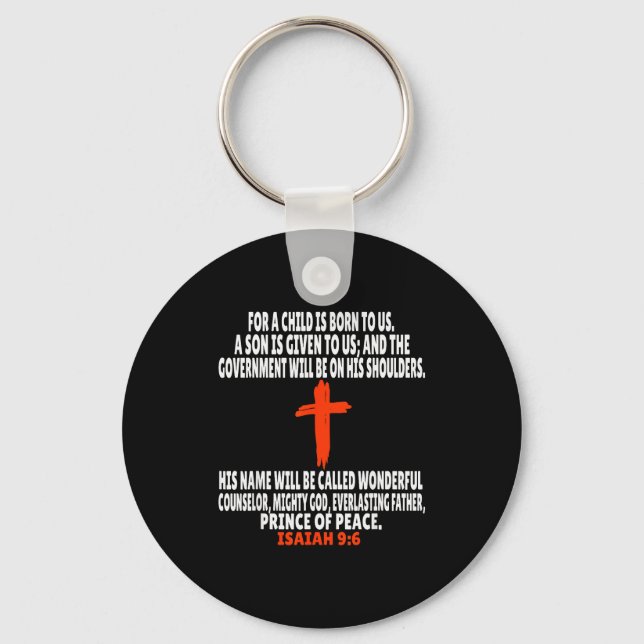 Isaiah 9_6 Bible Verses Scripture  Key Ring (Front)