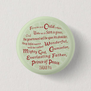 Isaiah 9:6 Christmas Bible Verse 3 Cm Round Badge