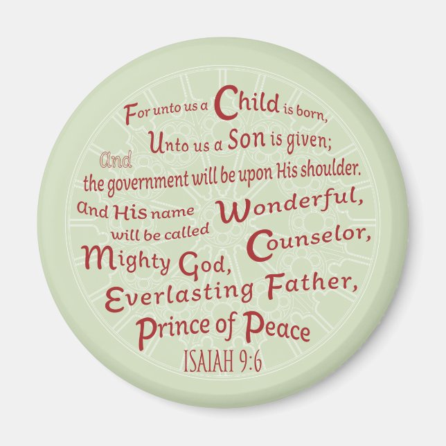 Isaiah 9:6 Christmas Bible Verse Magnet (Front)