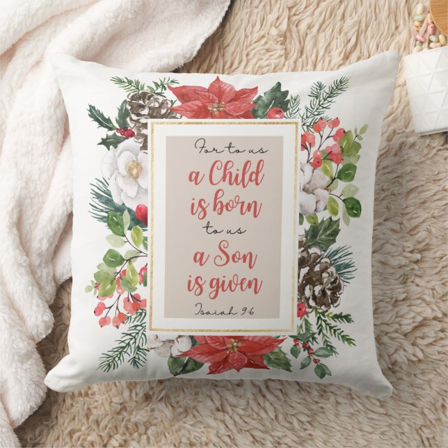 Isaiah 9:6 For to us a Child is Born Christmas Cushion (Blanket)