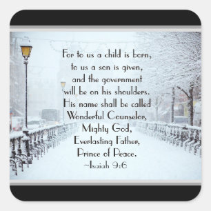 Isaiah 9:6 For to us a Child is Born, Christmas Square Sticker